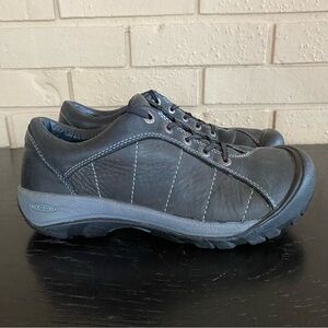 Keen Presidio Shoes Womens Size 7.5 Black Leather Trail Walking Hiking Sneakers